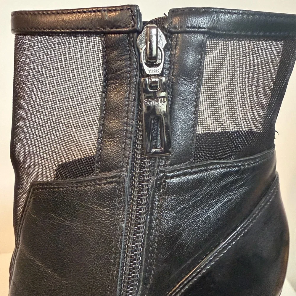 SCHUTZ Black Mesh Heeled Boots - Picture 4 of 9